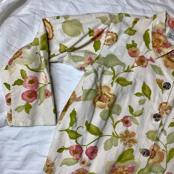 Sz 14/16 90’s Vintage Watercolor Linen Blend top - Picture 6 of 12